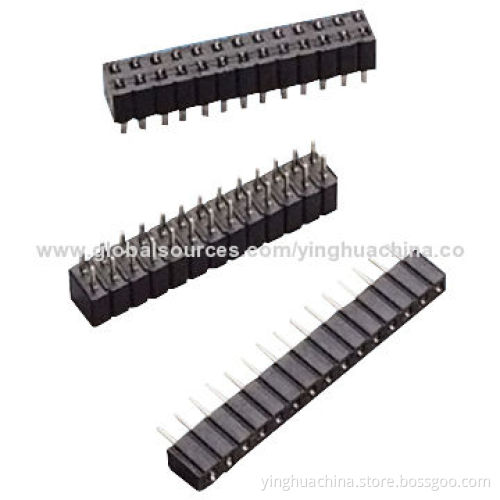 Female Headers, 2.54mm Straight Single/Dual-row, Height of 7.1mm Tin/Gold Flash/Selective Gold
